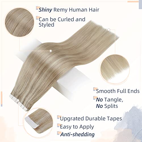 Лентата за изграждане на Човешка коса Remy Лента за изграждане на Цвят 10/14 Тъмно кафяво, се превръща в Меден Blond 12 см 30