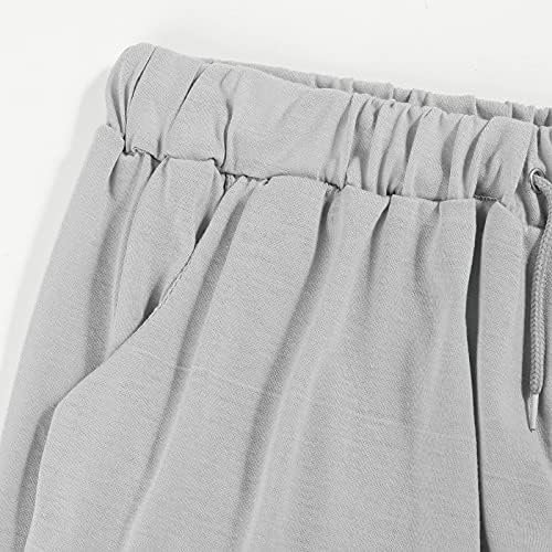 Памучни Панталони за йога iLUGU за жени, Носещи Ежедневни Дамски къси Панталони-капри За Йога