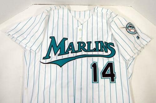 1999-02 Флорида Марлинз Дерек Уотан 14, Издаден в бяла фланелка 46 DP14186 - Използваните в играта тениски MLB