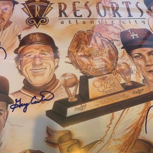 Голяма Литография на Клуба на победителите Красиви златни ръкавици С Автограф от Гари Картър - MLB Art С автограф