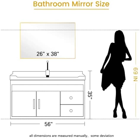 Стенно огледало за баня Koonmi 26 x 38, Правоъгълно Стенно огледало за баня в рамка от алуминиева сплав, Огледало за баня, Подвешиваемое Хоризонтално или вертикално, идеа