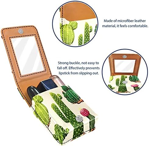 Калъф за червило Cactus, Сладък Преносими за употреба за козметични чанти с Огледало за Чантата си, побира до 3 губных червила