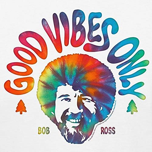 Официалната оригиналният тениска Bob Ross Good Vibes Only (Голяма Бяла)