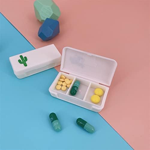 MABEK Boxes Мини-Организатор на окото 3, Кутия за раздаването на Таблетки 3 на Окото, Кактус, Листа, Захранващи лекарства,