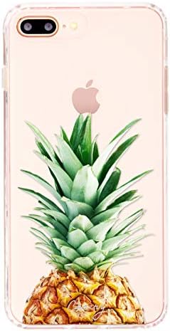 Калъф за iPhone 8/7/6 Plus, надмощие с ананас (Тропически ананас) - Защита на военни клас - Тестван при падане - Защитен тънък прозрачен