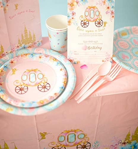 Покани за рожден Ден на принцеса Joyful в Играчки в розови пликове, опаковки от 20 броя | Детски Покани на парти с цветен модел за момичета, пощенска Картичка, 5 x 7, Златна