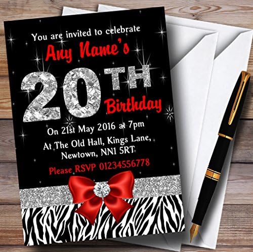 Персонални Покани на парти в чест на 20-годишнината от принтом Зоологическата градина като Червен Диамант и Зебра