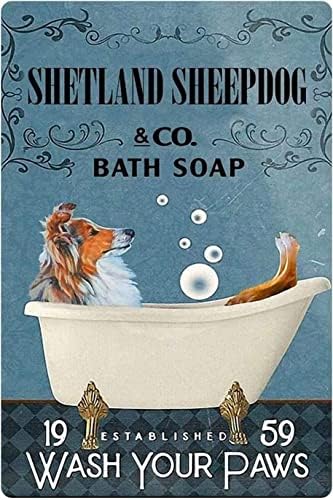 Куче Sheltie Метална Лидице Знак Shetland Sheepdog Co. Сапун За Баня Забавен Плакат Кафе Селска Къща С Хол Баня Кухня Домашно