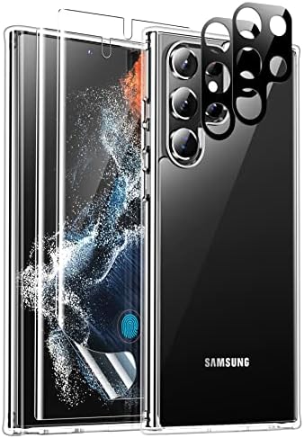 Temdan Обновен удароустойчив калъф за Samsung Galaxy S22 Ultra с 2 и с малко пари [Мека защитен слой от закалено стъкло + защита