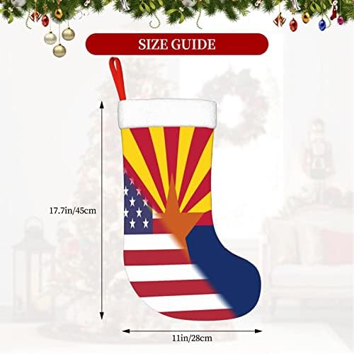 TZT Американски Флаг и знамето на Аризона, Коледни Чорапи, Подаръци за Коледно парти за семейни Празнични украси 18 Инча