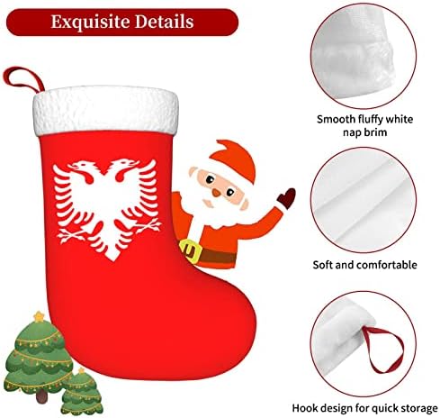 Сладки Коледни Чорапи с Албанским Орел, Украшения за Елхи, Коледни Чорапи за Коледа на Празнични партита, Подаръци 18 Инча