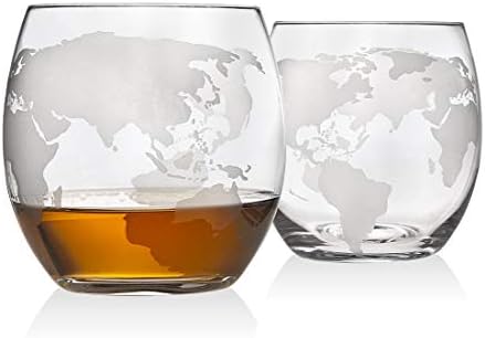 Набор от графинов за уиски Globe 4 Бокалами за уиски с Надпис Globe за Алкохол, лепенката, Бърбън, Водка, подаръци за мъже