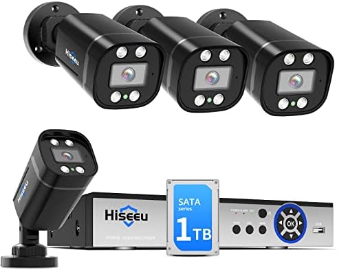 [Разпознаване на лица] Проводна система от камери за сигурност Hiseeu H. 265 + 5 Mp, Комплект видеорегистраторов за видеонаблюдение
