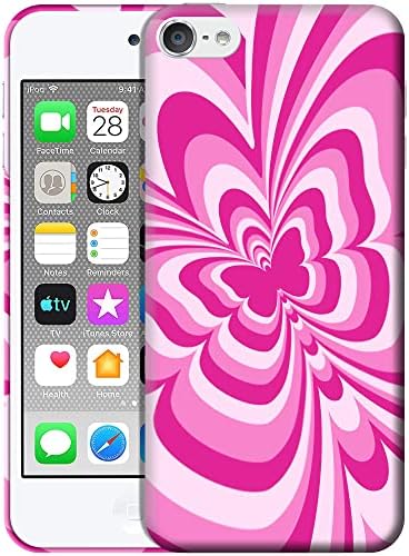 Sasi - Калъф за iPod Touch 7, калъф за iPod Touch 6, калъф за iPod Touch 5 - Монтиране защитен пластмасов калъф с принтом розова пеперуда за iPod Touch 7/6/5 поколение.