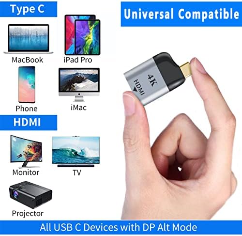 USB Адаптер C-HDMI, конектор за свързване на USB Type-C до 4K, HDMI е съвместим с MacBook Pro / Air, iPad Pro, Pixelbook, Dell XPS, Galaxy S8 / S9, всички устройства с поддръжка на USB-C в режим на ДП Alt