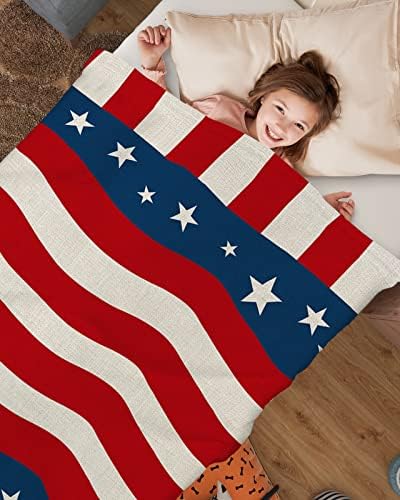 Детско одеяло - 30 x 40 Звездата на Деня на независимостта на 4 юли, Супер Меки Бебешки Одеала за момчета и Момичета | Одеало