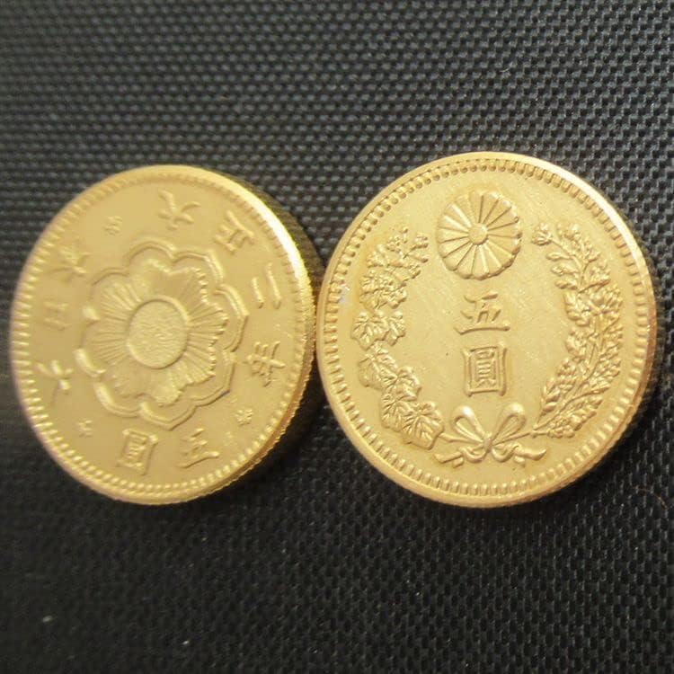 Японска Златна Монета От 5 Юана Taisho 2 Години Позлатен Копие на Възпоменателни монети