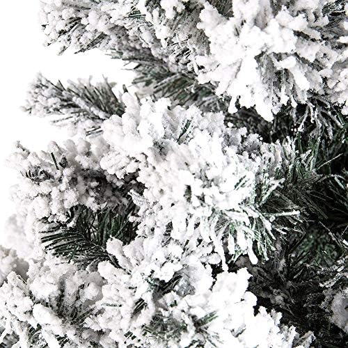 Коледно дърво от Премиум-клас с Бял Сняг и Флокированием, 6,8 метра, Изкуствена Коледна Елха на Панти, Празничен декор от Бор с Метална