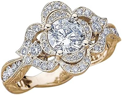 2023 Нов Пръстен с Пълна диамантен пръстен във формата на Цвете за Жени, Модни Бижута, Популярни Аксесоари, Фини Пръстени-Обещания