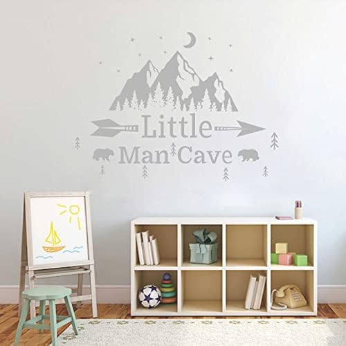 Винилови Стикери Little Cave Man Mountains, Етикети с Природа и Животни, Стикер с изображение на Планински Луната и Звездите за Детска Стая, Детски Декор A9 (Сив)