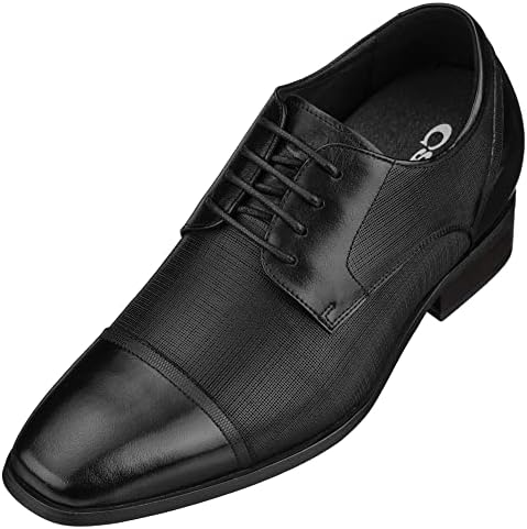 Мъжки невидими обувки-лифтеры CALTO, Увеличаване на растежа - Специални Кожени Официално oxfords дантела - с 3.2 инча по-висока
