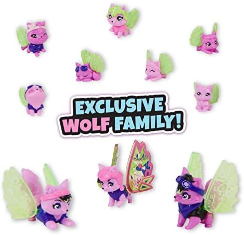 Подбрани играчки Hatchimals, Семейна кутия с Розови катионом Wolf Family с набор от Игри-изненада, 10 Герои, 2 Аксесоар, Великденски Подаръци, Детски Играчки за Момичета