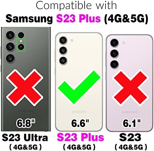 Asuwish Калъф за телефон Samsung Galaxy S23 Plus 5G с Плъзгащ се капак Камера и Защитно фолио от Закалено Стъкло, Държач за карти, Твърда Пръстен, Стойка за маса, Аксесоари за мобил?