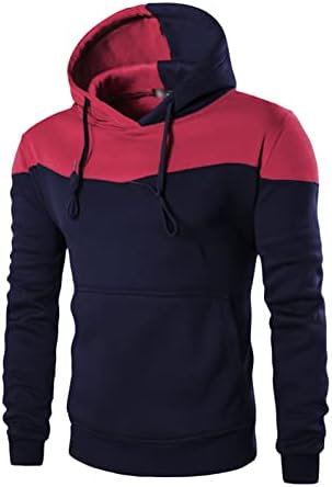 Мъжки Пуловер в Контрастен Цвят, С качулка, Руното Hoody с Тяжеловесным Цветен Блок, Модерни Спортни Топли Блузи, Потници