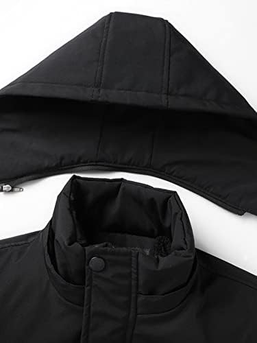 Якета OSHHO за Жени и мъже, Зимно палто с цип, с качулка и една плюшена подплата (Цвят: черен, Размер: Малък)