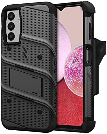 Комплект болтове ZIZO за Galaxy A14 5G Калъф с Защитно фолио за екрана, Каишка за кобур - Влакчета - Черен