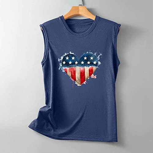 На 4 юли, Жена на Майк с образа на Американския Флаг и Сърце, Тениски със Звездите на САЩ, Шарени Ризи Без Ръкави, Елек Ден на
