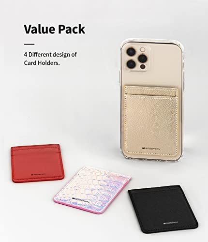 Държач за карти Goospery [4 опаковки] Залепваща стикер на чантата за задната част на телефона Модерен и безопасен калъф за кредитни