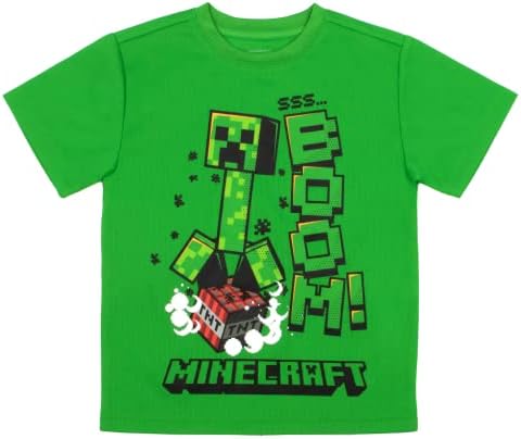 Комбинирана hoody с качулка и тениска Minecraft с цип за момчета, Hoody с качулка пълзящо растение / Тениска от 2 опаковки