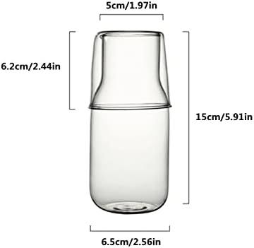 Стъклена Кана за студена вода N / B, Прозрачна Кана за сок с обем от 370 мл, Огнеупорни Взривозащитен Стомна, с чаша, Без вода, Подходяща за офис, хол
