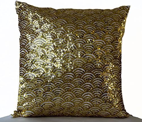 Златни Калъфки Amore Beaute Ръчно изработени от изкуствена коприна с цвят на Слонова кост, с Подробна информация за Декорация с пайети в японски