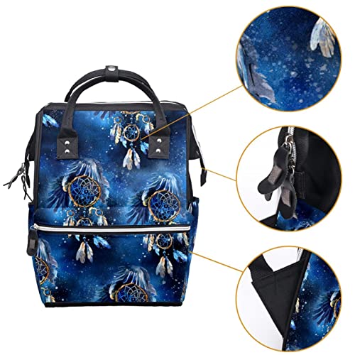Раница-чанта за памперси LORVIES Blue Dreamcatcher, Многофункционална Чанта За пътуване с Голям Капацитет