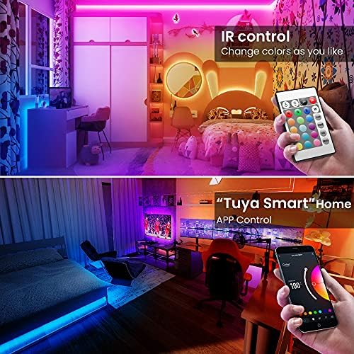 TJOY 100ft Умни led лента за спални, Алекса Led лента 5050 RGB цвят на климата, Синхронизиране на музика Led лента с приложението