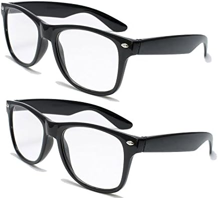 V. W. E. 2 чифт луксозни очила за четене - удобни стилни очила за четене с просто увеличаване (2 черни двойки, 3 пъти)