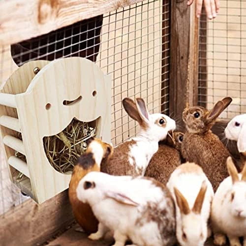 kathson Rabbit Стойка За Подаване на Сено Дървена Притежателя на Билки по-Малко Отпадъци, Кутия За Сено Ясла За Хранене, Висящ Опаковка