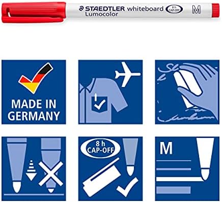 Staedtler Lumocolor drywipe/бяла дъска, писалки със средния връх, портфейл, комплект от 4 маркери