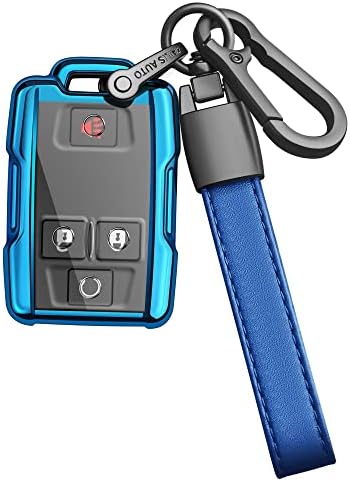Калъф-ключодържател JOYEAR за Chevy 2014-2018 Silverado Colorado 2015-2021 Colorado Smart Remote Control Калъф за ключове с брелоком (син)