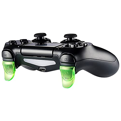 eXtremeRate 2 Чифта Черни и зелени бутони L2 R2, Дилататори на Спусъка, Подобряване на играта за Playstation 4 Pro PS4, Тънък контролер