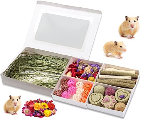 Подаръчен Комплект Дъвчащи играчки за малки Животни VCZONE, 90 грама Сладки Бамбук Ябълки Щеки Timothy Grass Sticks, Декоративен