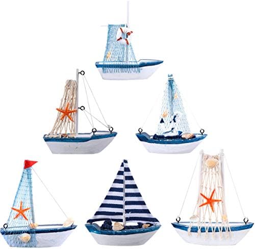 GARNECK Didiseaon 6 бр. Дървени Миниатюрна Плаване с Лодка в Средиземноморски Стил и е Умален Модел на Мини-Парусника, Украса за Рибарска
