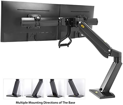 Интерактивна поставка за два монитора NB North Bayou Ergonomics, регулируема десктоп планина с ръчен лост, подходящ за два екрана 24 -32