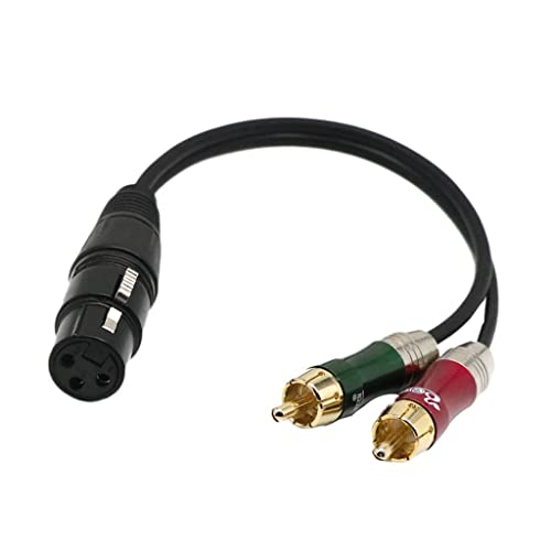 ＫＬＫＣＭＳ Комплект от 2 Професионални 12-инчов свързващи кабели XLR Y Сплитер, аудиокабеля с 1 XLR жак за 2 щепсела RCA Стерео plug-адаптер