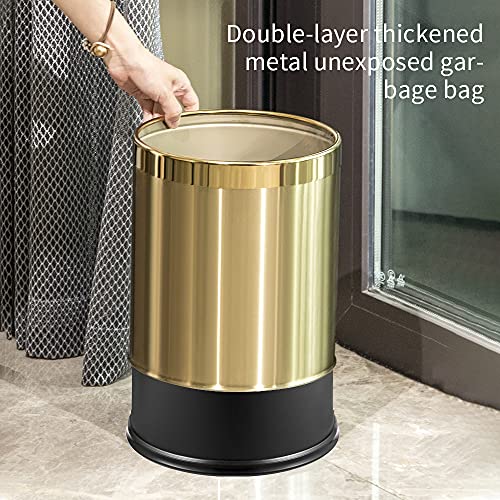 Кофа за боклук LEASYLIFE обем 2,6 литра / 10 литра изработени от месинг с отворен покрив, Златна кофа за боклук от неръждаема стомана, с