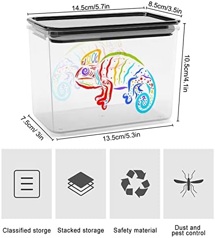 Цветен контейнер за съхранение на храна хамелеон, пластмасови прозрачни кутии за съхранение с уплътнителен капак
