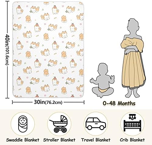 Пеленальное Одеяло с Шарени кучета Shiba-Ин, Памучно Одеало за Бебета, Одеало за прием, Леко Меко Пеленальное Одеало за детско креватче,