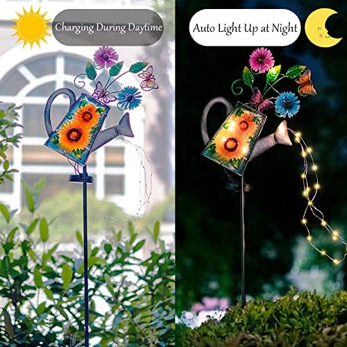 dreamskip 2 Комплекта Слънчеви Светлини за Поливане, Декоративни Градински Соларни Лампи, Външни Слънчева светлина на Двора,